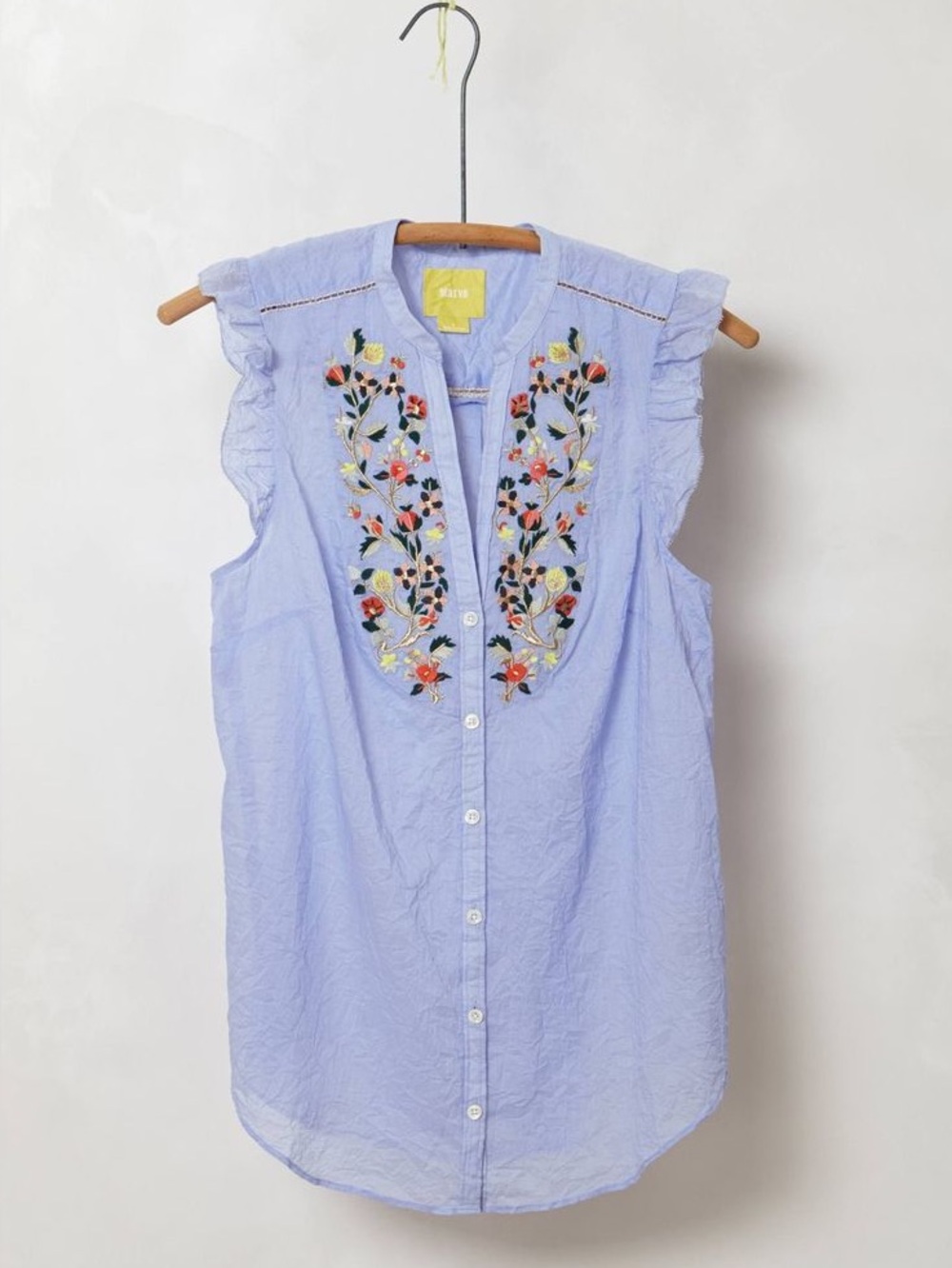 Anthro Maeve Threadbloom Sleeveless Embroidered Blouse